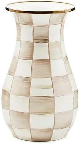 Blue Flower Vase — Mocha Check
