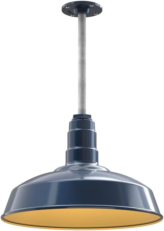 Beige Pendant Light — 12" — Gray Blue