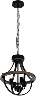 Vintage Farmhouse Black Chandelier — 4-Light - View 4