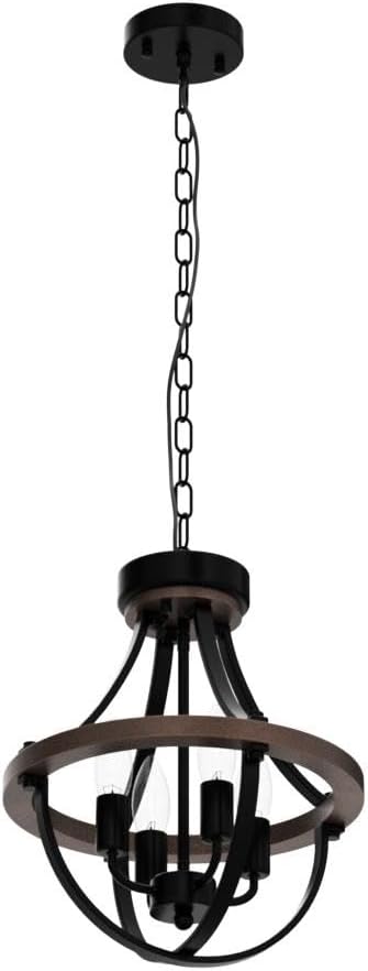 Vintage Farmhouse Black Chandelier — 4-Light - View 4