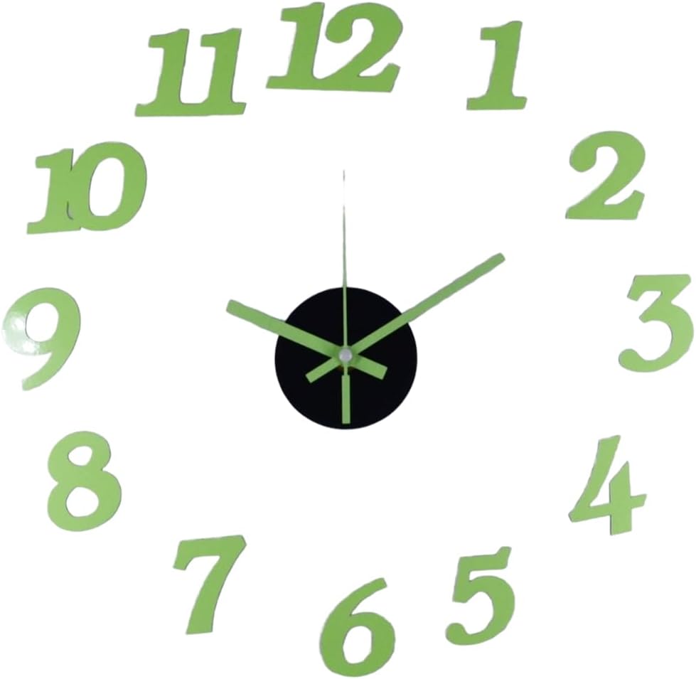 Battery Operated Modern Black Wall Clock — 12" — Fluorescence/Big Num