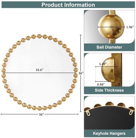 Luxe Black Round Mirror — 36" - View 7