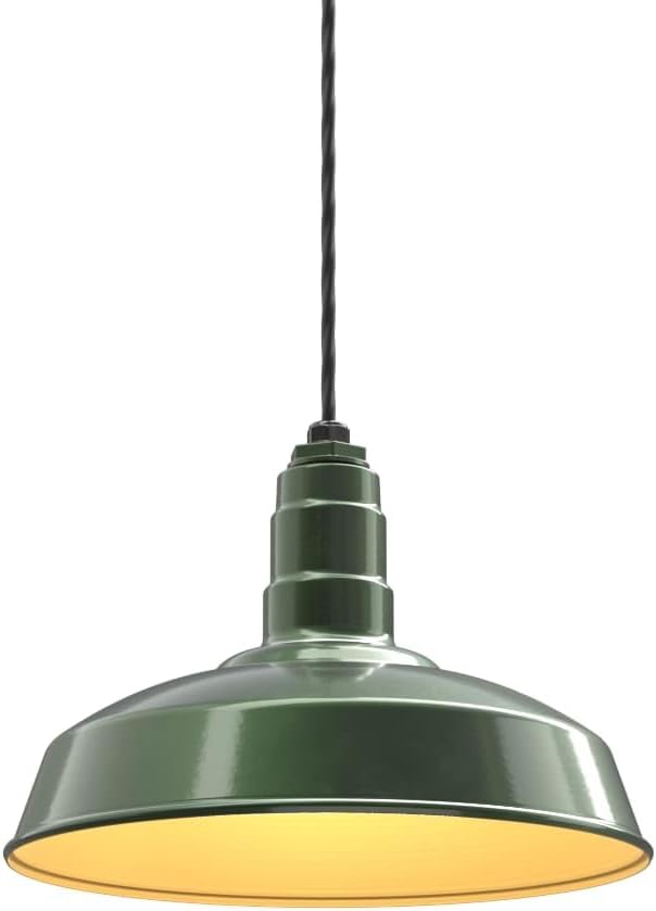 Beige Pendant Light — 12" — Hunter Green