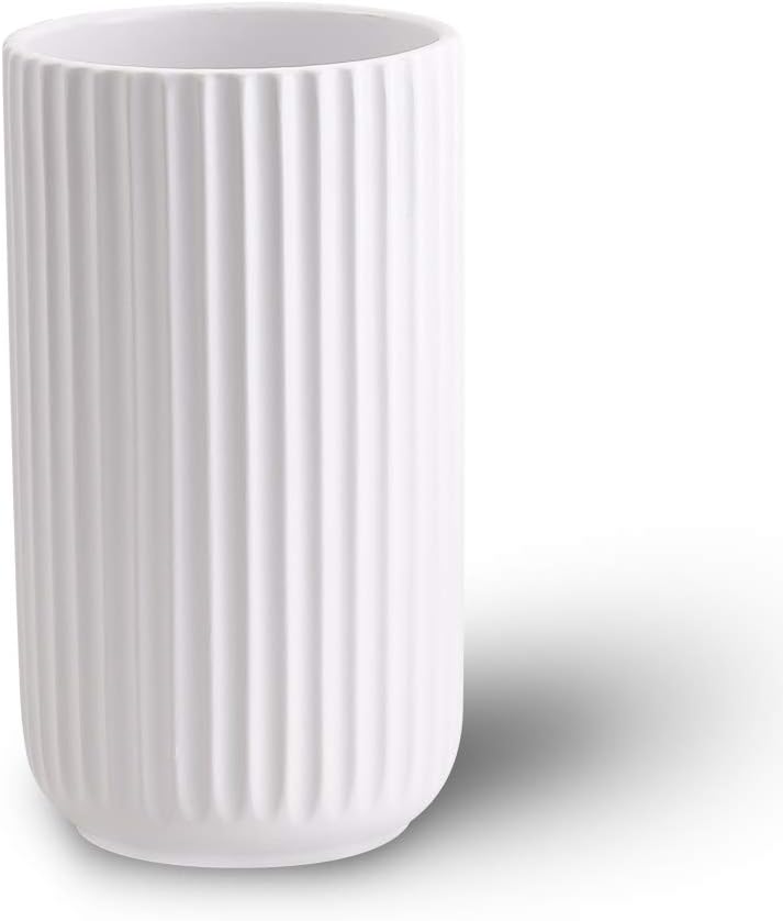 Modern Gold Flower Vase — 7" — White