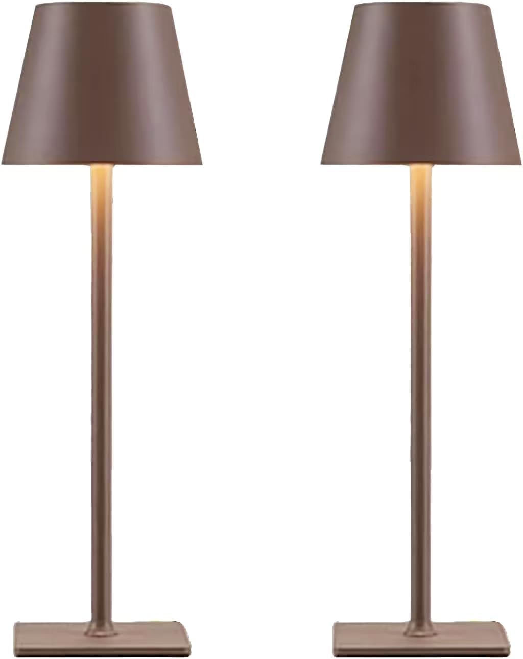 Cordless Black Desk Lamp — Set of 2 — Brown