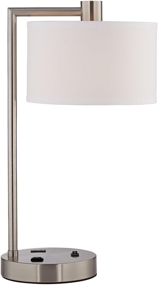 USB Charging Luxe Gold Table Lamp — 21" — Silver Brushed Nickel