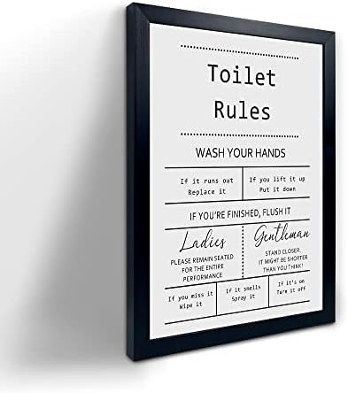 Framed Farmhouse Fabric Wall Decor — 8" — Toilet Rules Quotes