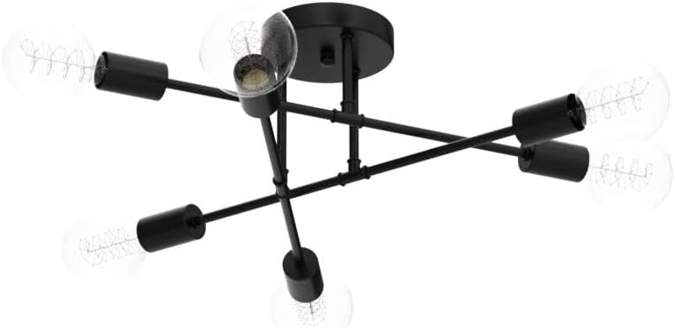 Modern Black Chandelier — 6-Light - View 4