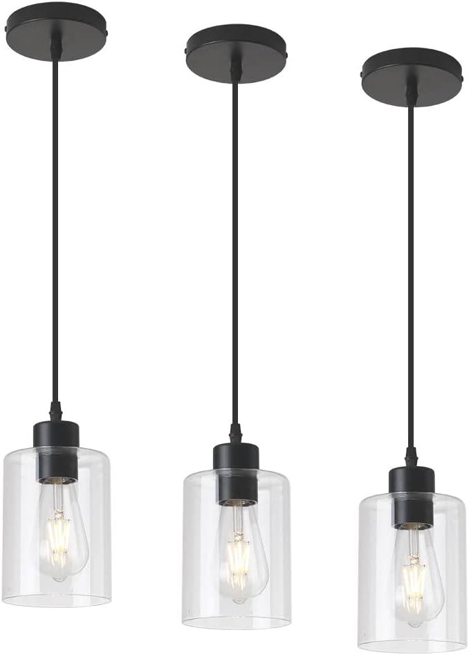 Farmhouse Black Pendant Light — Black 3 pack