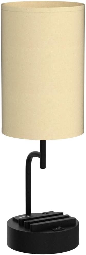 USB Charging Modern Beige Bedside Lamp — Set of 2 - View 4