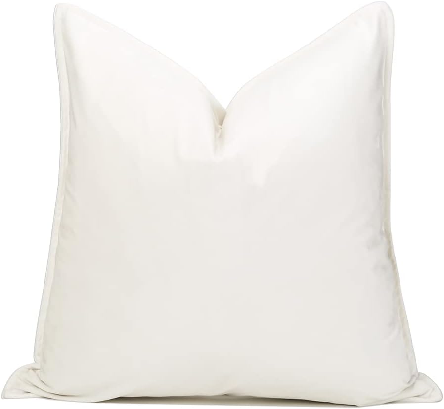 Velvet Boho Beige Throw Pillow Cover — 22" — Cream White