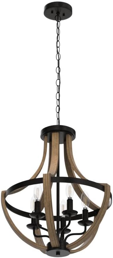 Adjustable Farmhouse Wood Chandelier — 5-Light - View 4