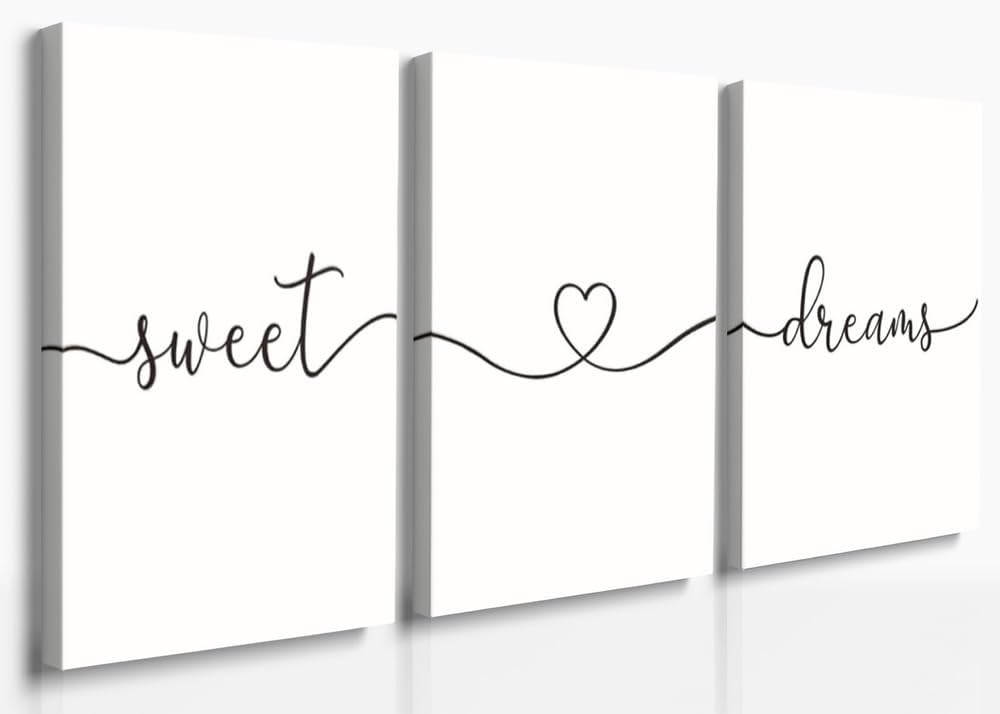 Framed Beige Wall Decor — 12" — A001 Black and White Sweet Dream Art