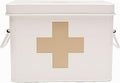 Mid-Century Beige Storage Basket — White/Tan