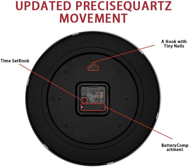 Battery Operated Modern Black Wall Clock — 8" - View 4