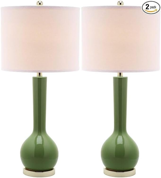 Modern Beige Table Lamp — Set of 2 — Green - Set of 2