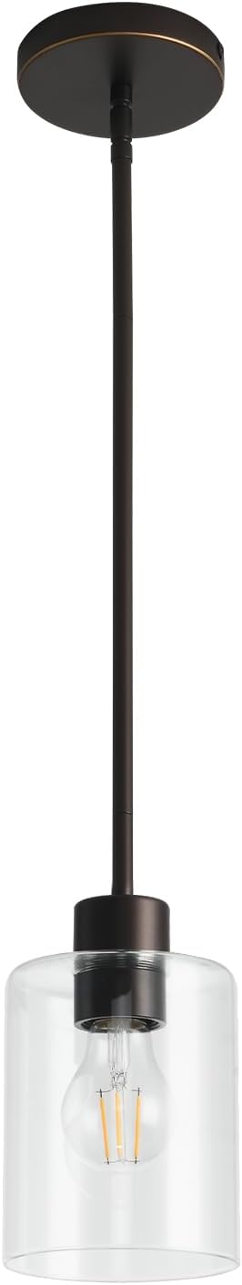Farmhouse Black Pendant Light — Brown and Gold 1PK
