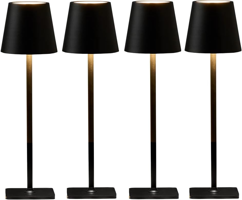 Cordless Black Desk Lamp — Set of 2 — Black