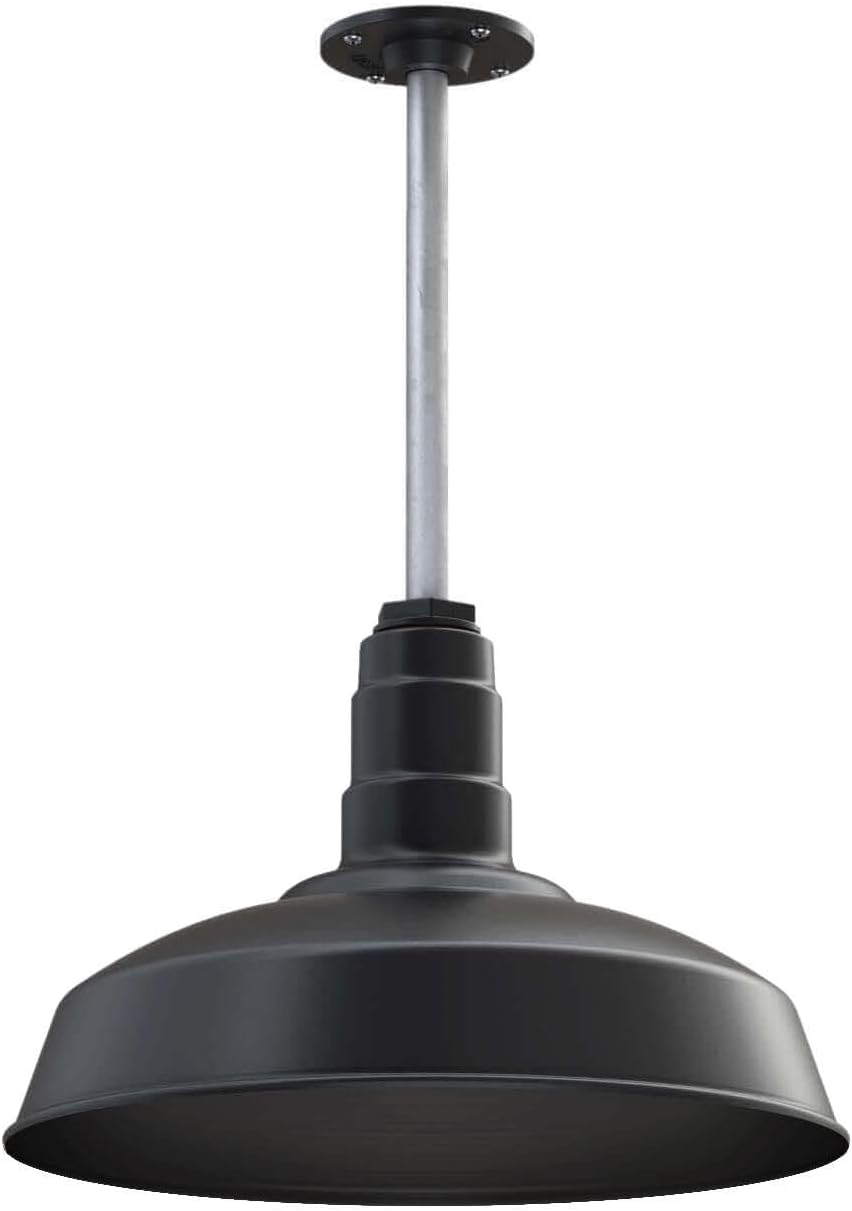 Beige Pendant Light — 12" — Matte Black