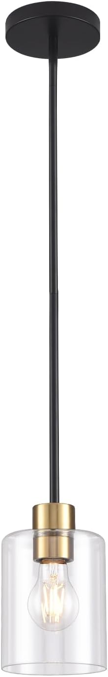 Farmhouse Black Pendant Light — Black+brass 1PK