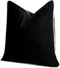 Velvet Boho Beige Throw Pillow Cover — 22" — Black and White