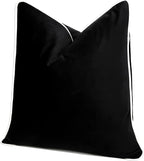 Velvet Boho Beige Throw Pillow Cover — 22" — Black and White