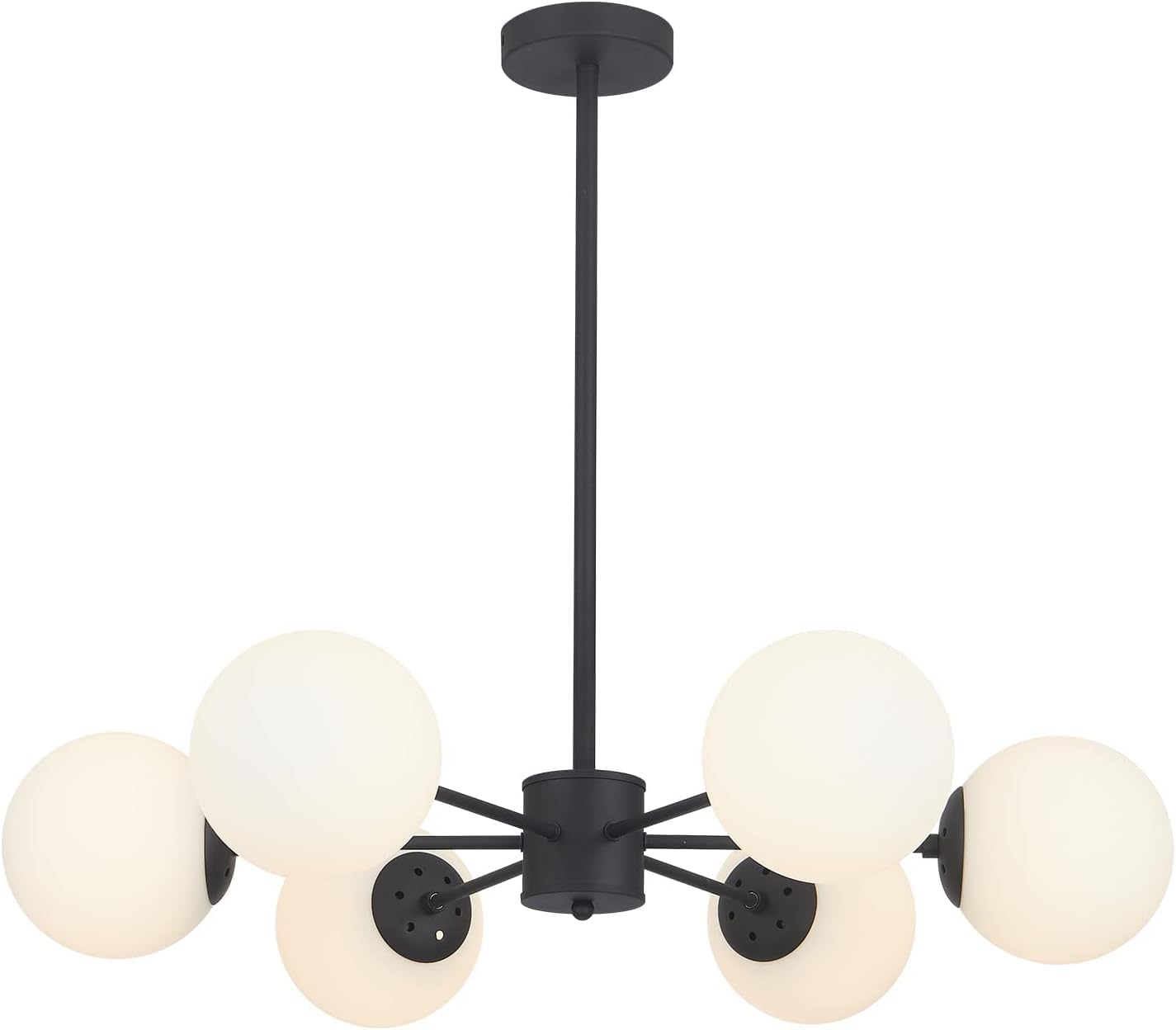 Mid-Century Black Chandelier — 8-Light — 6-Light(Black+White)
