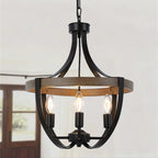 Vintage Farmhouse Wood Chandelier — 4-Light