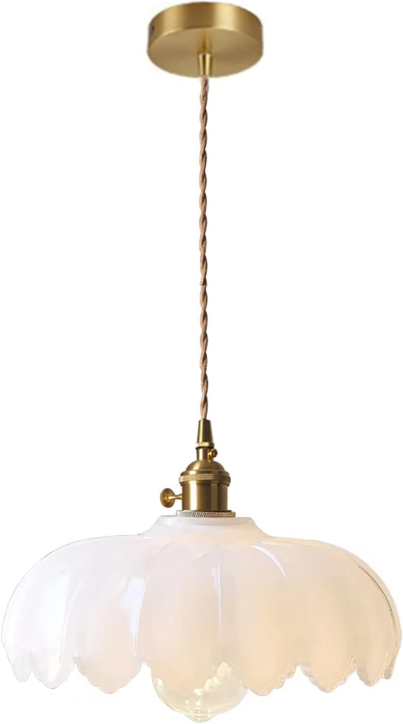 Vintage Luxe Blue Pendant Light — 8" — Milk White