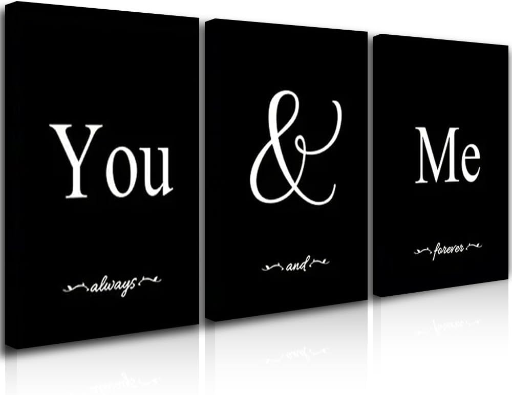 Framed Beige Wall Decor — 12" — A003 Black and White Love Wall Art