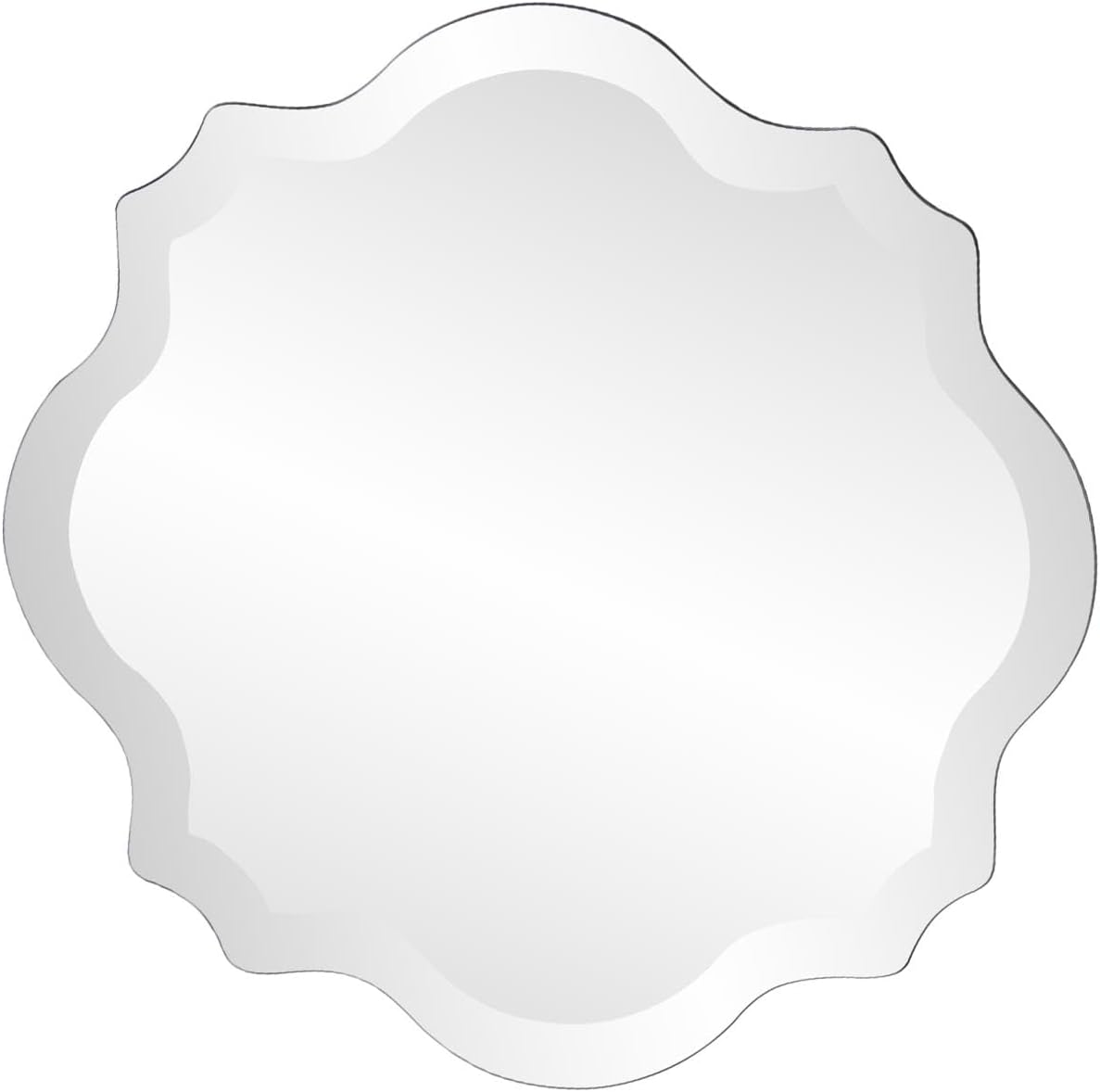 Beveled Modern Glass Vanity Mirror — 12" — Frameless scalloped
