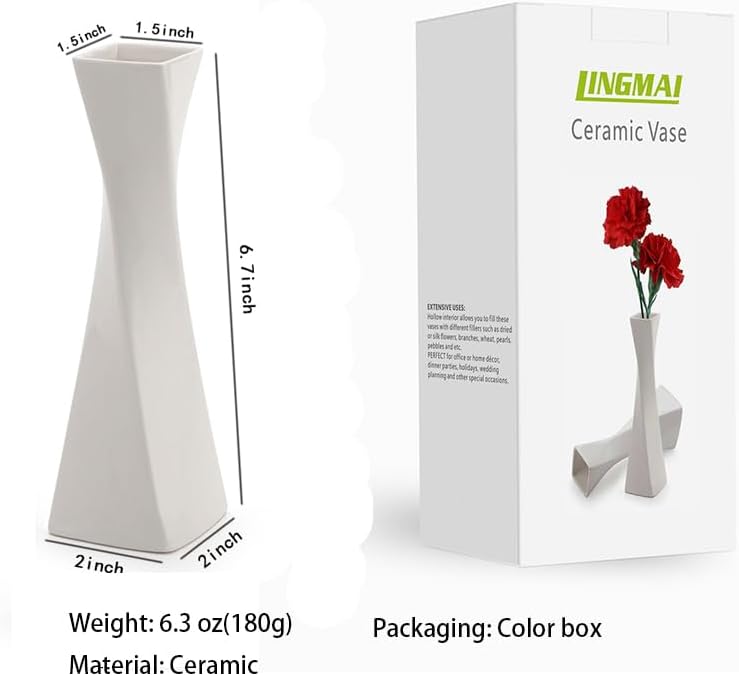 Farmhouse White Decorative Vase - View 3