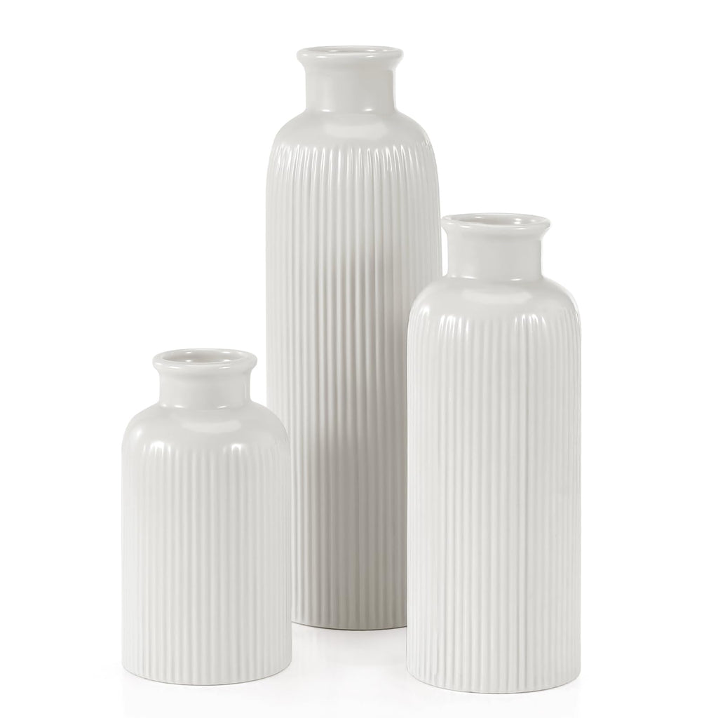 Boho Beige Flower Vase — Set of 3
