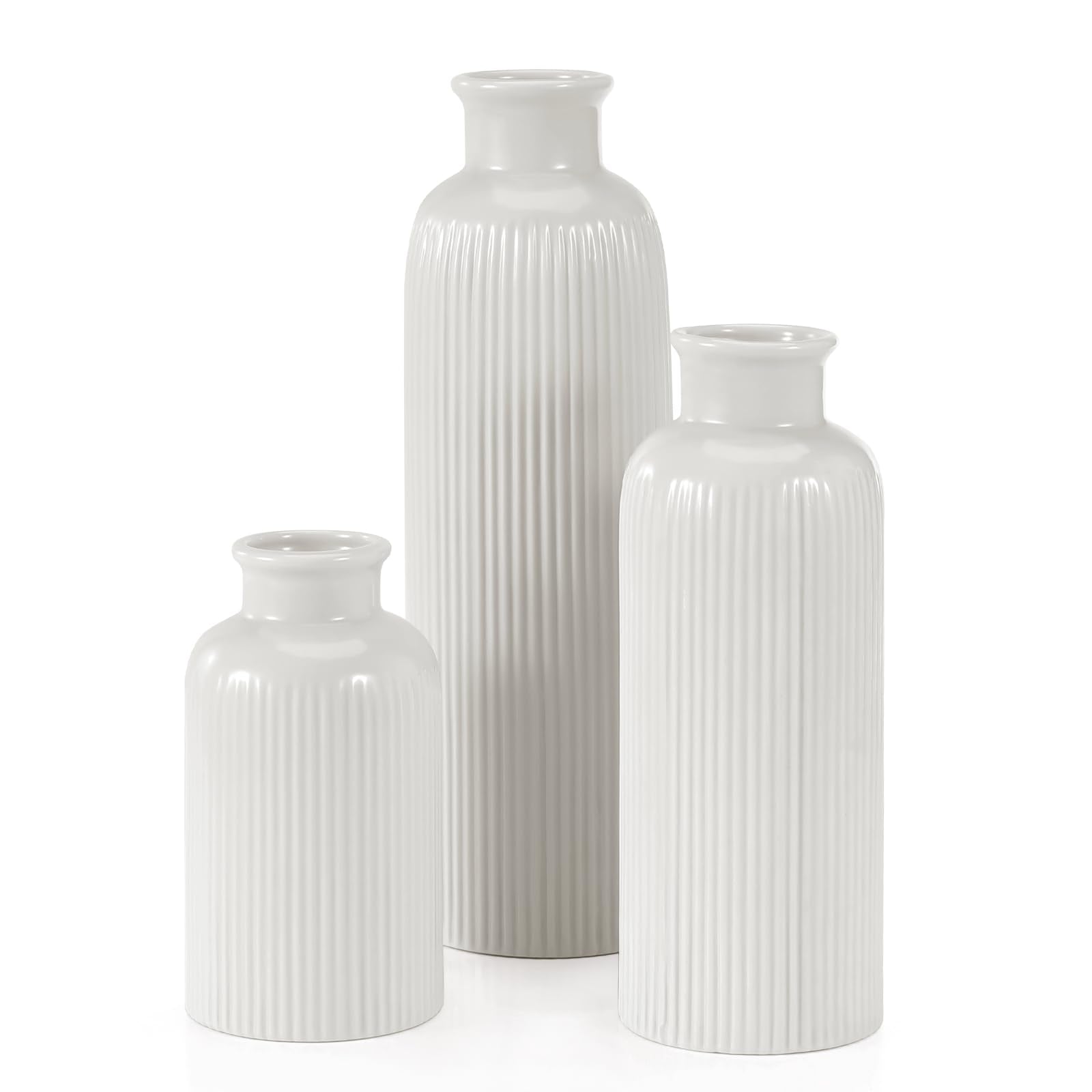 Boho Beige Flower Vase — Set of 3