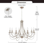Farmhouse Black Chandelier — 8-Light - View 5