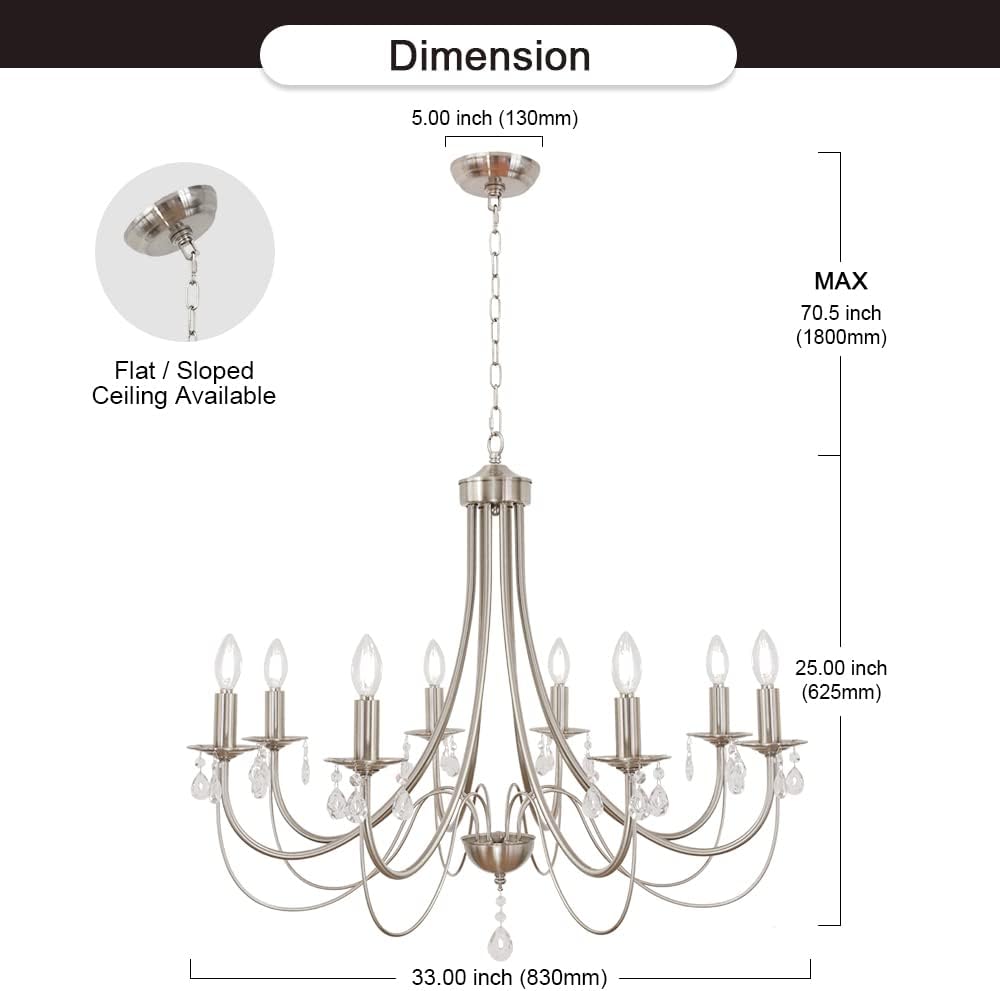 Farmhouse Black Chandelier — 8-Light - View 5