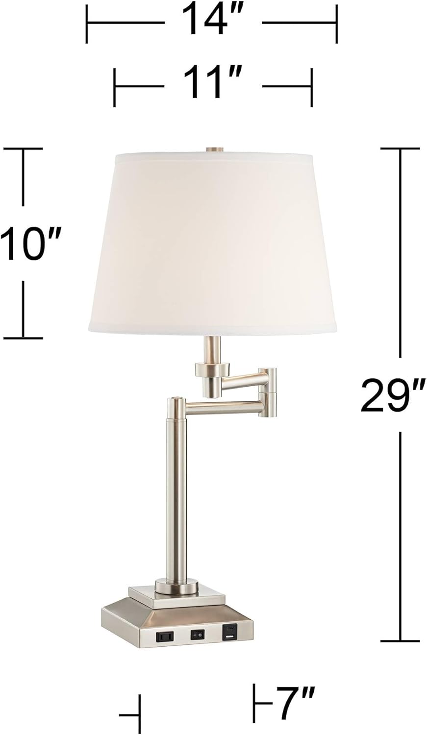 USB Charging Modern Metal Table Lamp — 29" - View 4