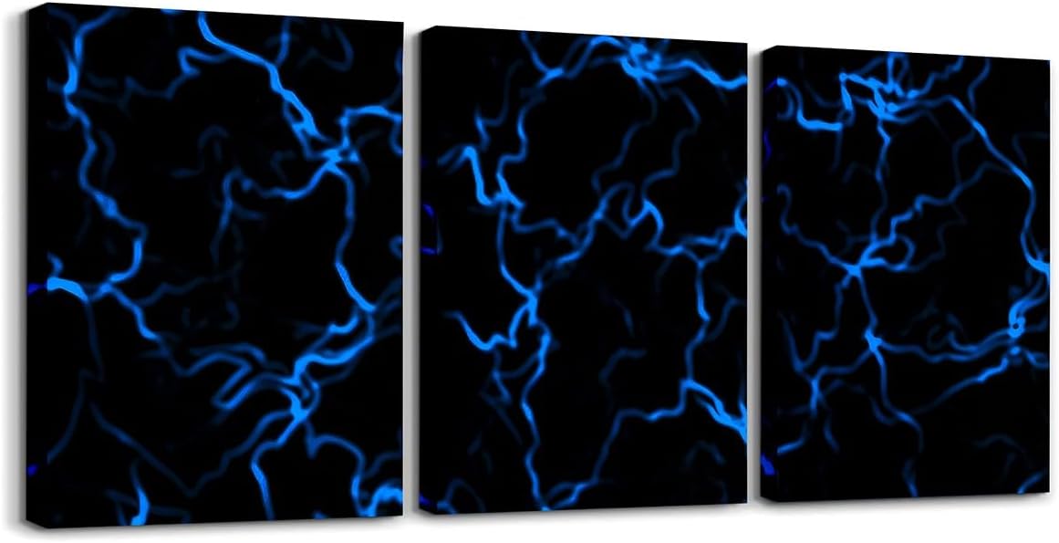 Modern Black Canvas Wall Art — 12" — Blue