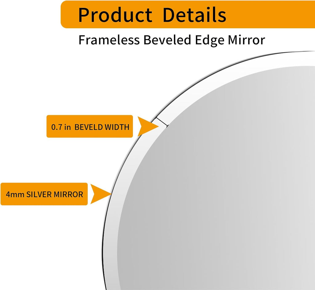 Beveled Beige Wall Mirror — 24" - View 4