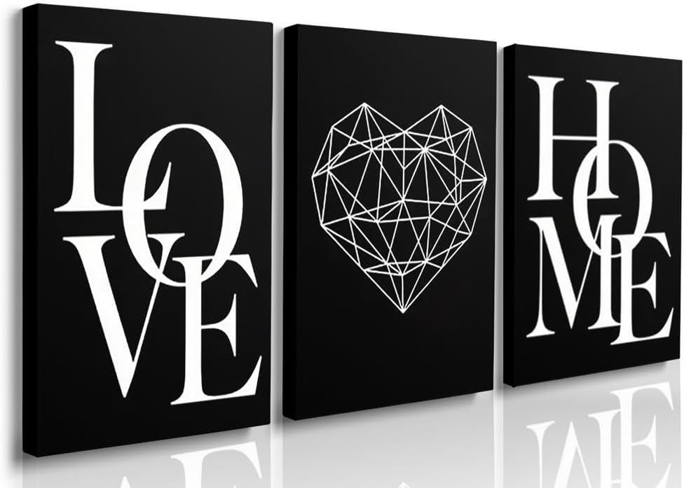 Framed Beige Wall Decor — 12" — A003 Black Love Home Wall Art