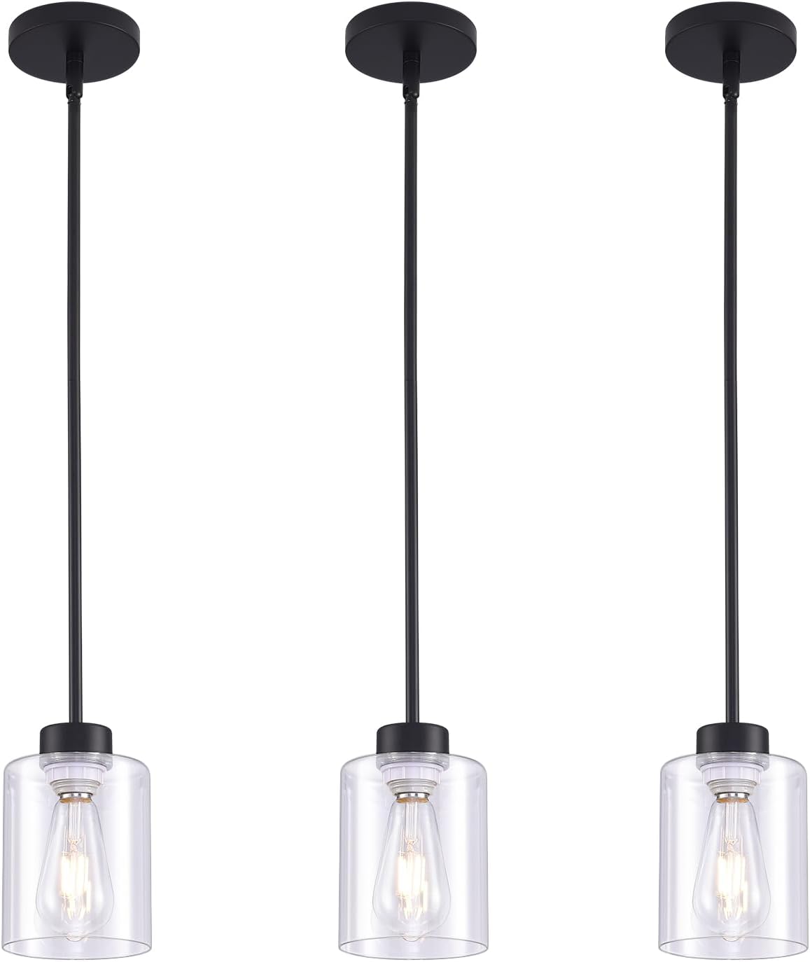 Adjustable Farmhouse Black Pendant Light — Set of 3 Pendant Light