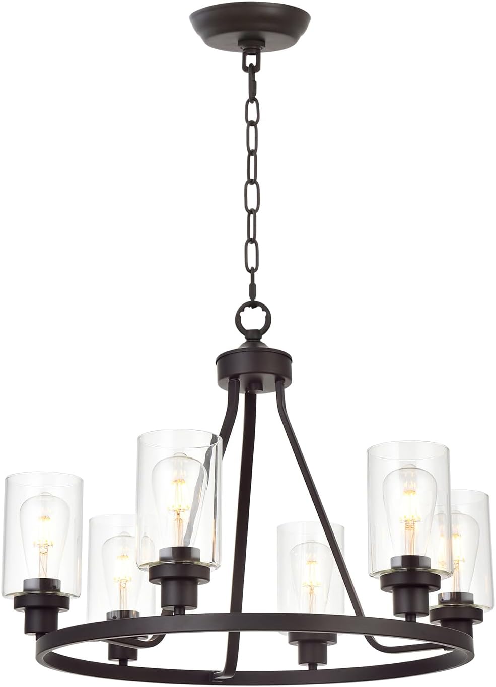 Farmhouse Black Chandelier — 6-Light — 6 Heads Oil Rubbed Bronze