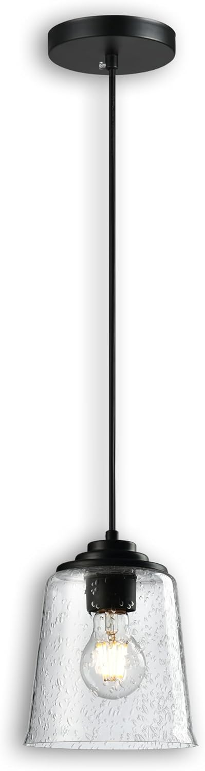 Adjustable Modern Beige Pendant Light — 6.6" — Frosted Charcoal