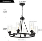 Farmhouse Black Chandelier — 6-Light - View 7