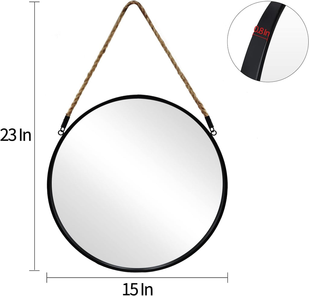Round Farmhouse Beige Wall Mirror — 15" - View 5