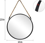 Round Farmhouse Beige Wall Mirror — 15" - View 5