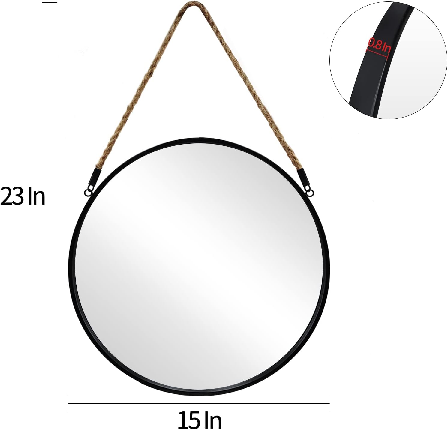 Round Farmhouse Beige Wall Mirror — 15" - View 5