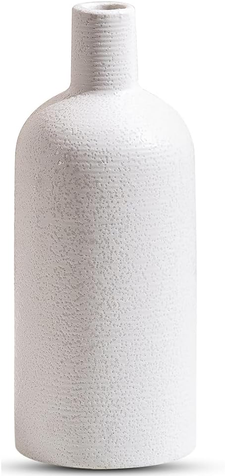 Modern White Flower Vase — Set of 2 — White Vase 7 Inches