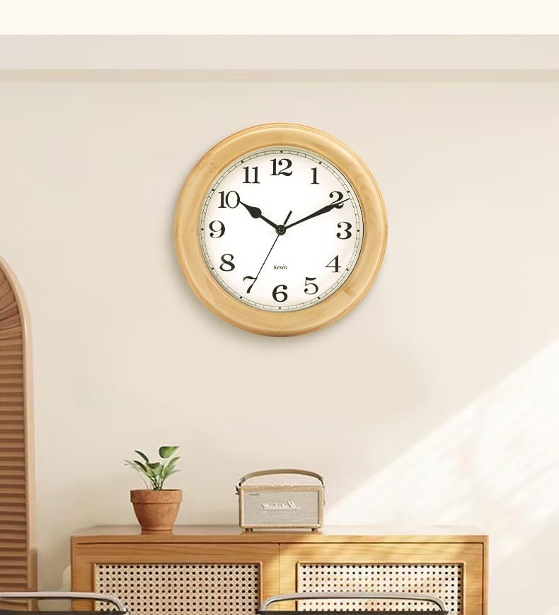 Battery Operated Modern Beige Wall Clock — 14" - View 4