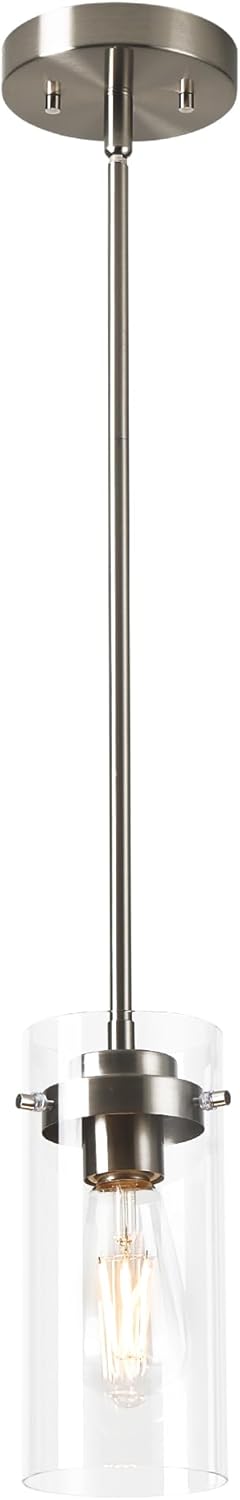 Adjustable Farmhouse Black Pendant Light — Brushed Nickel 1 Pack